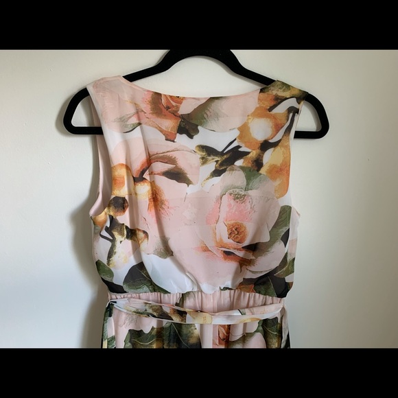 SANGRIA V-NECK CHIFFON FLORAL MAXI SLEEVELESS DRESS HI LOW - Picture 15 of 15